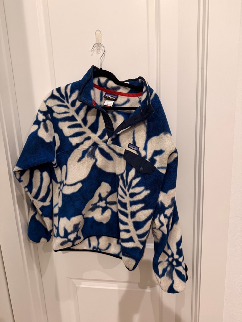 Patagonia Mens' Blue & White Fleece Snap-T Pullover Jacket